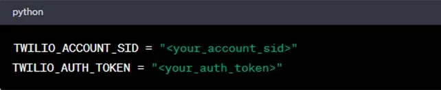 Set Twilio Account SID and Auth Token