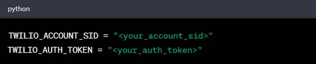 Set Twilio Account SID and Auth Token