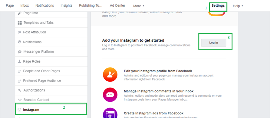 facebook page setting